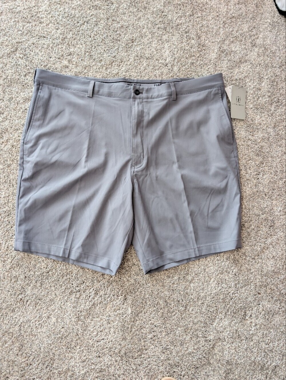 NWT PGA TOUR Men's Performance Golf Shorts Gray Size 46 Big & Tall Flat Front